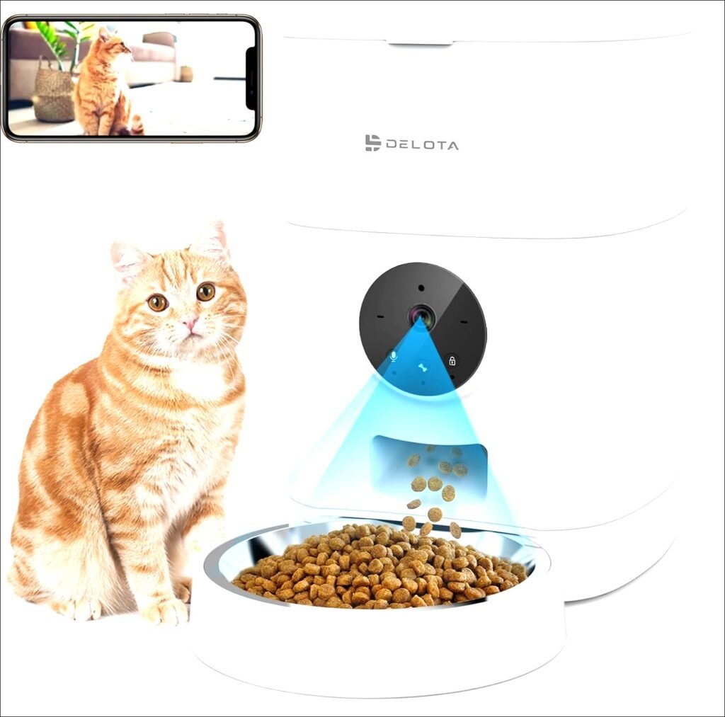 Floodlight Outdoor Home Automatic Cat Feeder with Camera: 4L, 4MP Camera, 10s Voice Recorder, WiFi, Smart APP Control | Review- 2024
