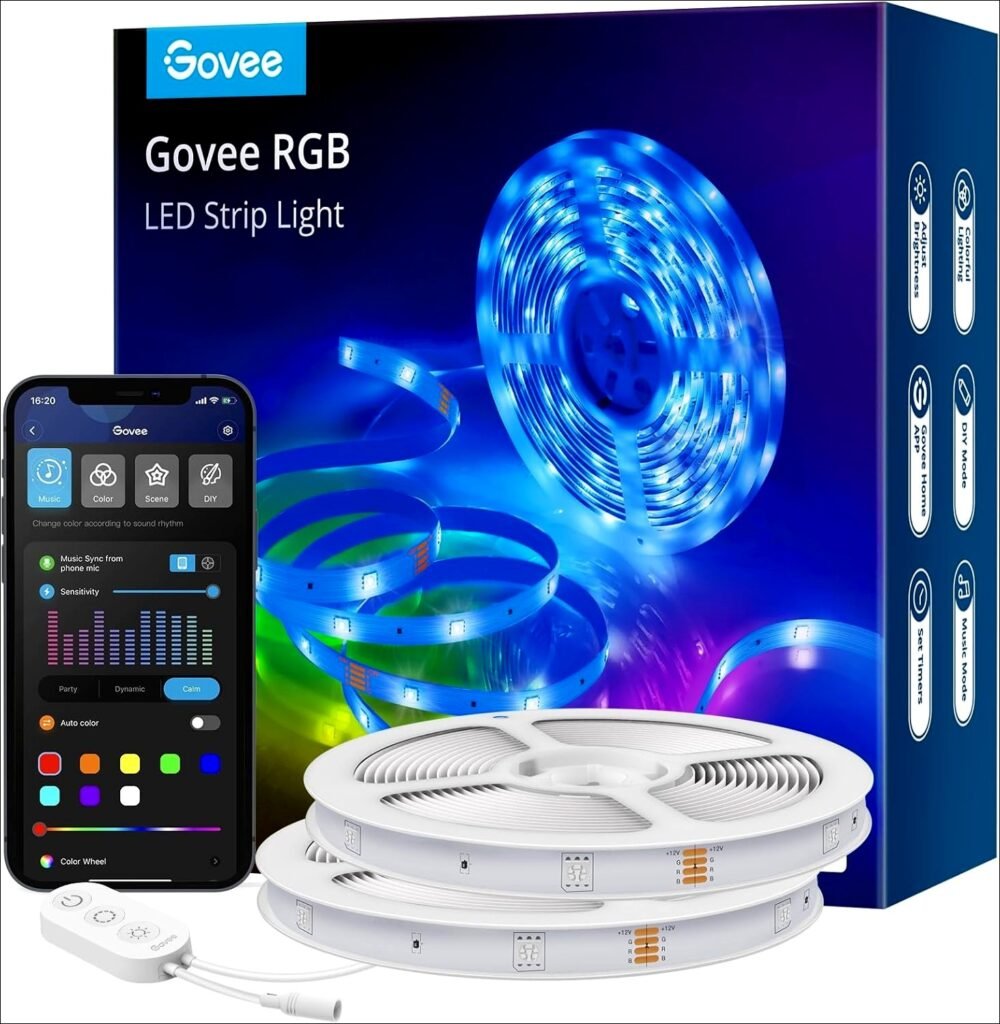 Govee Smart LED Strip Lights for Bedroom: 32.8ft WiFi, work with Alexa, 16 million colors, app control, music sync | Review- 2024