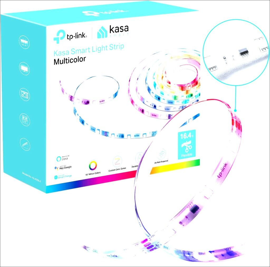 Kasa Smart LED Light Strip: 50 Color Zones RGBIC, 16.4ft length, works with Alexa, Google Home. | Review- 2024