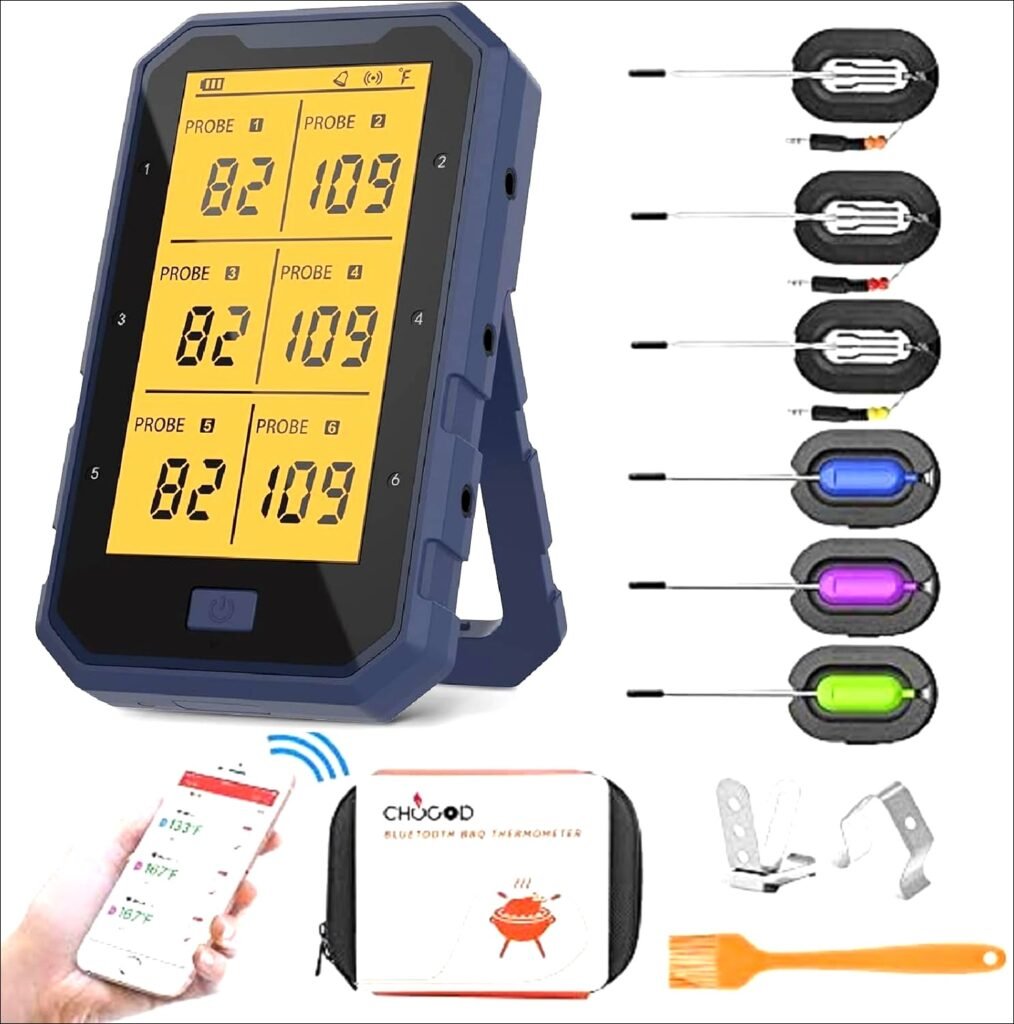 Wireless Meat Thermometer: Bluetooth, 6 probes, app, timer, alarm monitor | Review- 2024