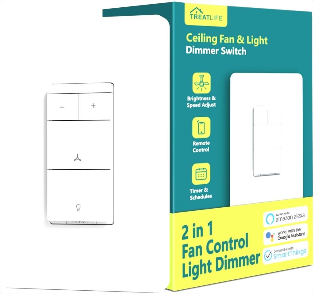 Transform Your Space Effortlessly: TREATLIFE Smart Ceiling Fan Control & Dimmer Switch – Perfect for Alexa & Google Home Users! | 2025 Review Guide TREATLIFE Smart Ceiling Fan Control and Dimmer Light Switch: Neutral wire needed, 2.4GHz, works with Alexa and Google Home | Review- 2025