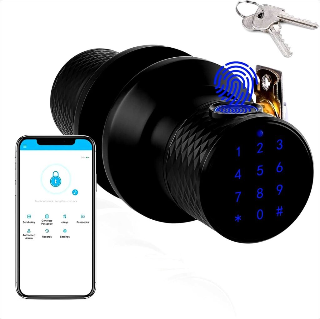 Unlock Your World with Ease: FITNATE Smart Fingerprint Lock – Secure Your Space with Tuya App Control, 255 Users, Password Management, and Anti-Slip Handle for Home, Office, or Hotel Use!