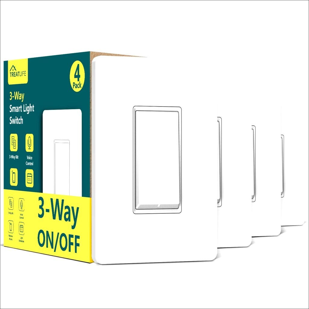 Transform Your Home with Smart Convenience: TREATLIFE 3-Way Smart Light Switch 4 Pack – Seamless 2.4GHz WiFi Control, Works Perfectly with Alexa, Google Home & SmartThings, Remote Access, Scheduling, and Neutral Wire Required! Transform Your Home with Smart Convenience: TREATLIFE 3-Way Smart Light Switch 4 Pack – Seamless 2.4GHz WiFi Control, Works Perfectly with Alexa, Google Home & SmartThings, Remote Access, Scheduling, and Neutral Wire Required!